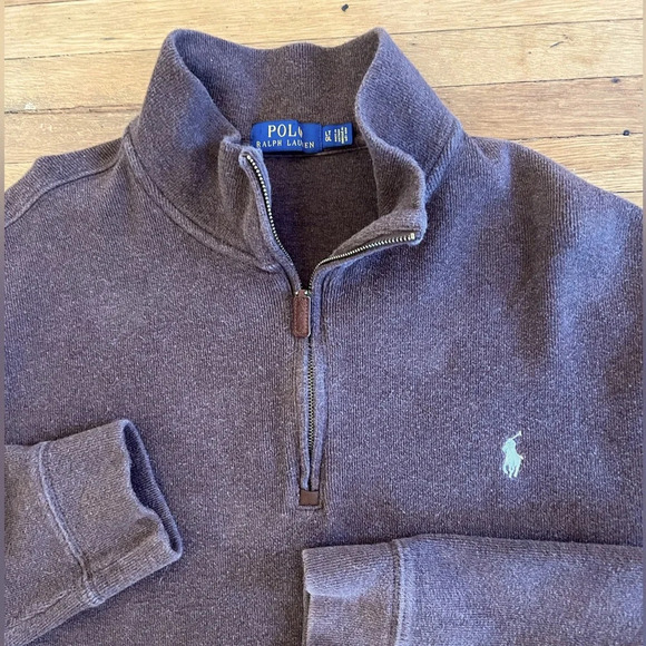Vintage Polo Ralph Lauren 1/4 Zip Up Sweater Brown | Large - Picture 2 of 5